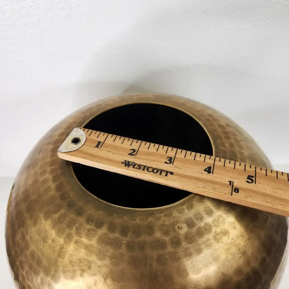 VTG Seiden International Hammered Round Brass Vase Pot Bohemian Home Decor
